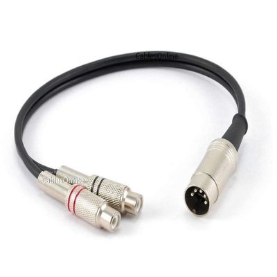 CablesOnline 1ft 5-Pin Din Male to 2-RCA Female Audio Cable for Bang & Olufsen, Naim, Quad...Stereo Systems (BO-401K)