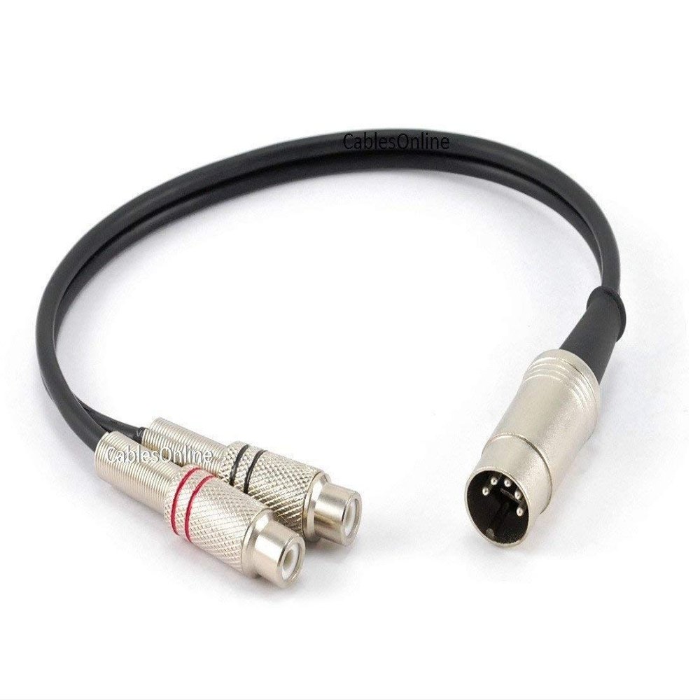 CablesOnline 1ft 5-Pin Din Male to 2-RCA Female Audio Cable for Bang & Olufsen, Naim, Quad...Stereo Systems (BO-401K)