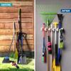HOME IT Mop And Broom Holder Wall Mount - Garage Storage Systems with 5 Slots, 6 Hooks, 7.5lbs Capacity Per Slot - Garden Tool Organizer For Home, Kitchen, Closet, Garage, Laundry Room - Off-White view 3
