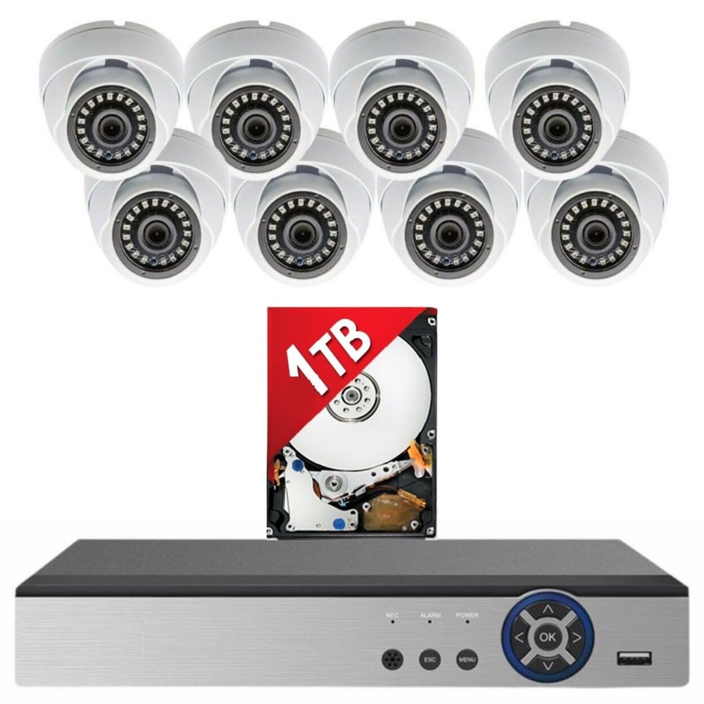Evertech 8 Channel Dome Security Camera Indoor Outdoor Surveillance System 1TB Hard Drive