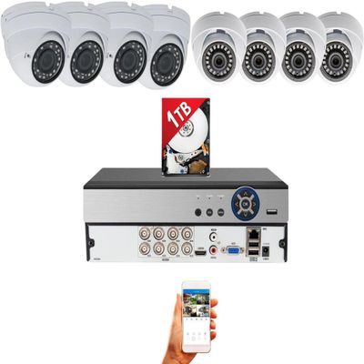 Evertech 8 Channel High-Definition DVR with 8 pcs 1080p HD Dome Cameras 1TB HDD Security Surveillance System