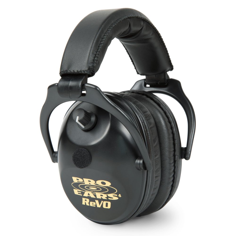 Pro Ears ReVO Electronic Earmuffs, Child-Sized Hearing Protection Muff, NRR 25, Dual Circuit Boards, Exclusive DLSC Technology, Pro Form Leather Seals, Made in USA, Black