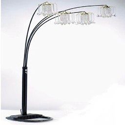 Square Arc Floor Lamp with 4 Crystal-Like Shades - Black Bulbs are not Included