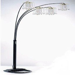 Square Arc Floor Lamp with 4 Crystal-Like Shades - Black Bulbs are not Included