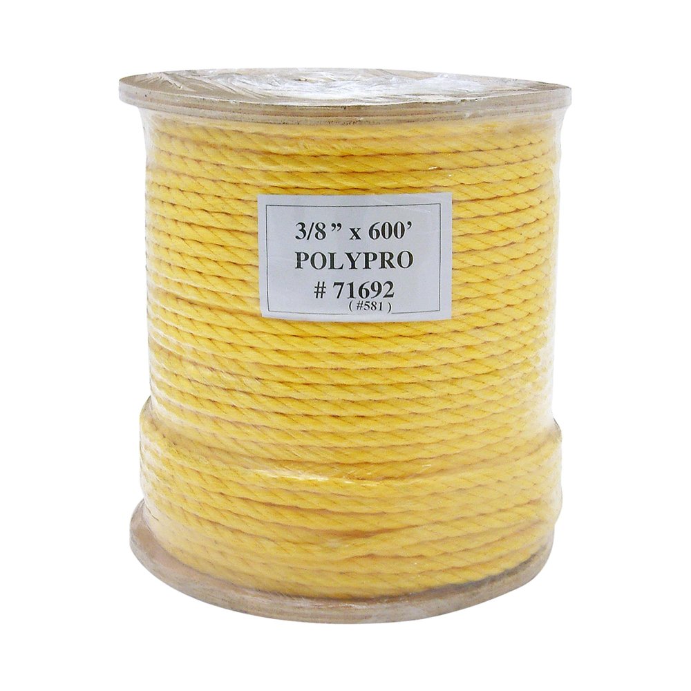 JVCC Twisted Rope (PolyPro), 3/8 in. x 200 yds. (Yellow)