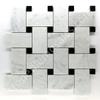 Carrara Marble Italian White Bianco Carrera Large Size Big Basketweave Mosaic Tile with Nero Black Dots Honed view 1
