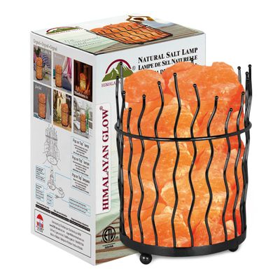 Himalayan Glow Pillar style Salt Basket Lamp with salt chunks, Himalayan Salt lamp with Touch Dimmer Control, Amber Glow, Idle for Home, Offices, and Dorm Decor