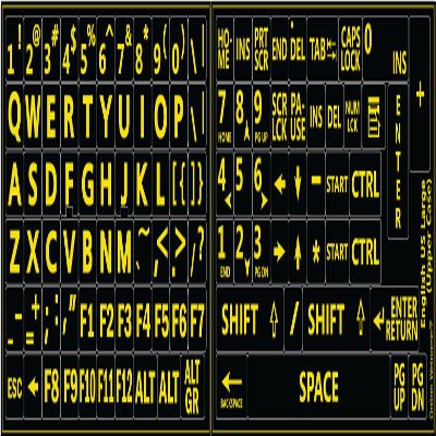 Online-Welcome English US Large Lettering Black-Yellow Contrast Colors Keyboard Stickers EXELLENT for Low Vision