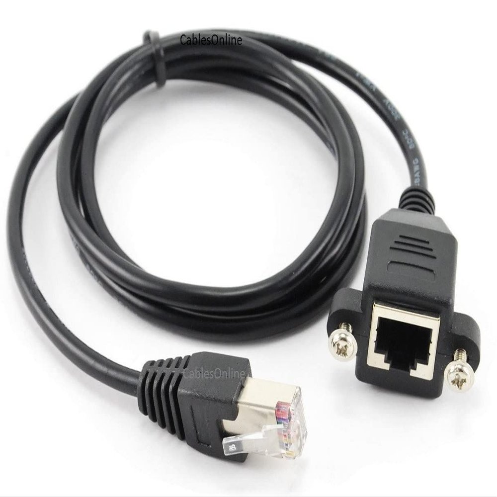 CablesOnline 3ft Cat5e RJ45 M/F Shielded Ethernet Network Screw Panel Mount Extension Cable, (U-P003)