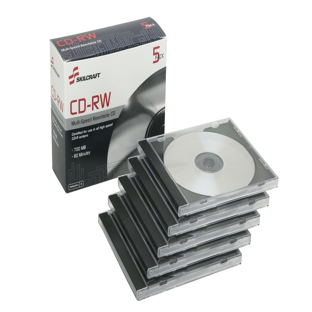 Skilcraft CD-RW - 5 per Box (Black, 74 min, 7E+2 MB)