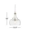 Franklin Iron Works Pendant Light Fixture - Charleston Brushed Nickel, Clear Glass, Farmhouse Pendant Light for Kitchen Islands, Living Rooms, Dining Rooms, and Bedrooms - 13 1/2" Wide, 16" High view 4