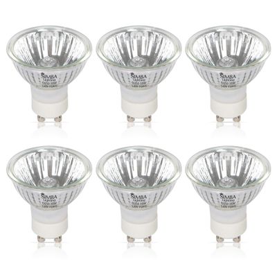 Simba Lighting Halogen GU10 35W Spotlight 120V MR16, Glass Cover, 6 Pack
