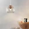 Homelava Pendant Light Shade Modern Wood Fixture Hanging Light Glass Shade Pendant Fixture Lamp for Bedroom view 3