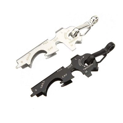 GOSONO 2 pc of 8 in 1 Stainless Steel Multi-function Tool Keychain Outdoor Survival Gear