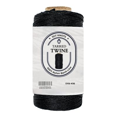 SGT KNOTS Tarred Twine - 100% Nylon Bank Line for Bushcraft, Netting, Gear Bundles, Construction, Lacing Twisted Cord, Weatherproof #36-1/4 lb (120 ft)