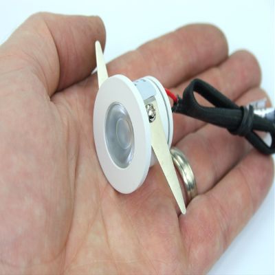 Micro Mini Down Light LED Fixture (110-240VAC) - 1.25" Diameter - 1 Watt Cool White LED Down Light for Home, Cabinet, Task Lighting
