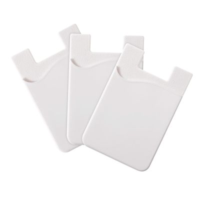 3pcs Cell Phone Card Holder Wallet,Silicone Ultra-Slim Self Adhesive Credit Card Id Wallet Case Pouch Sleeve Pocket for and Other Smartphones(White)