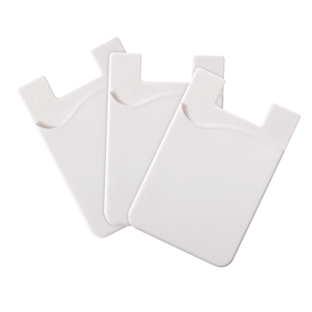 3pcs Cell Phone Card Holder Wallet,Silicone Ultra-Slim Self Adhesive Credit Card Id Wallet Case Pouch Sleeve Pocket for and Other Smartphones(White)