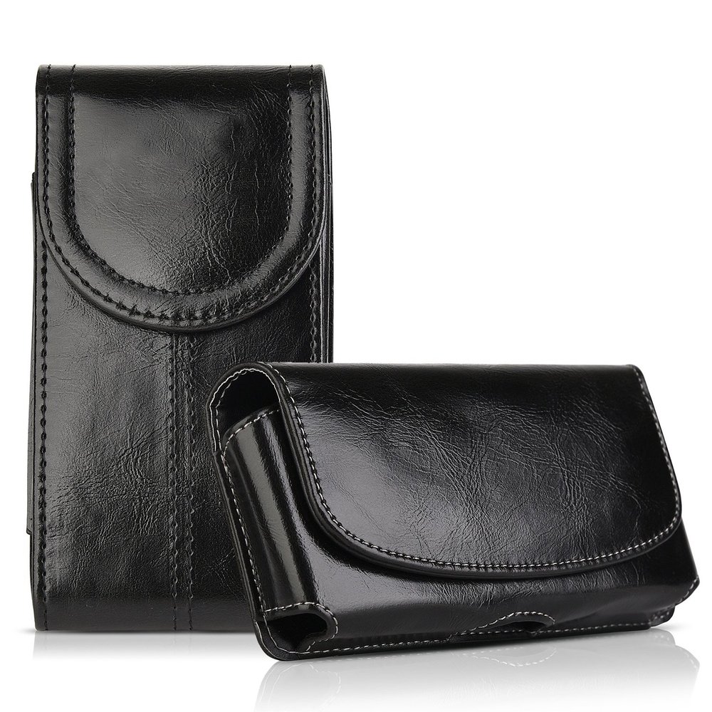 2 Pack Belt Holster for iPhone 8 Plus iPhone 11 Pro Max, kiwitat Horizontal/Vertical Crazy Horse Premium Leather Belt Clip/Loop Carrying Cover Case for iPhone 7 Plus 6S Plus XS max S10 S9