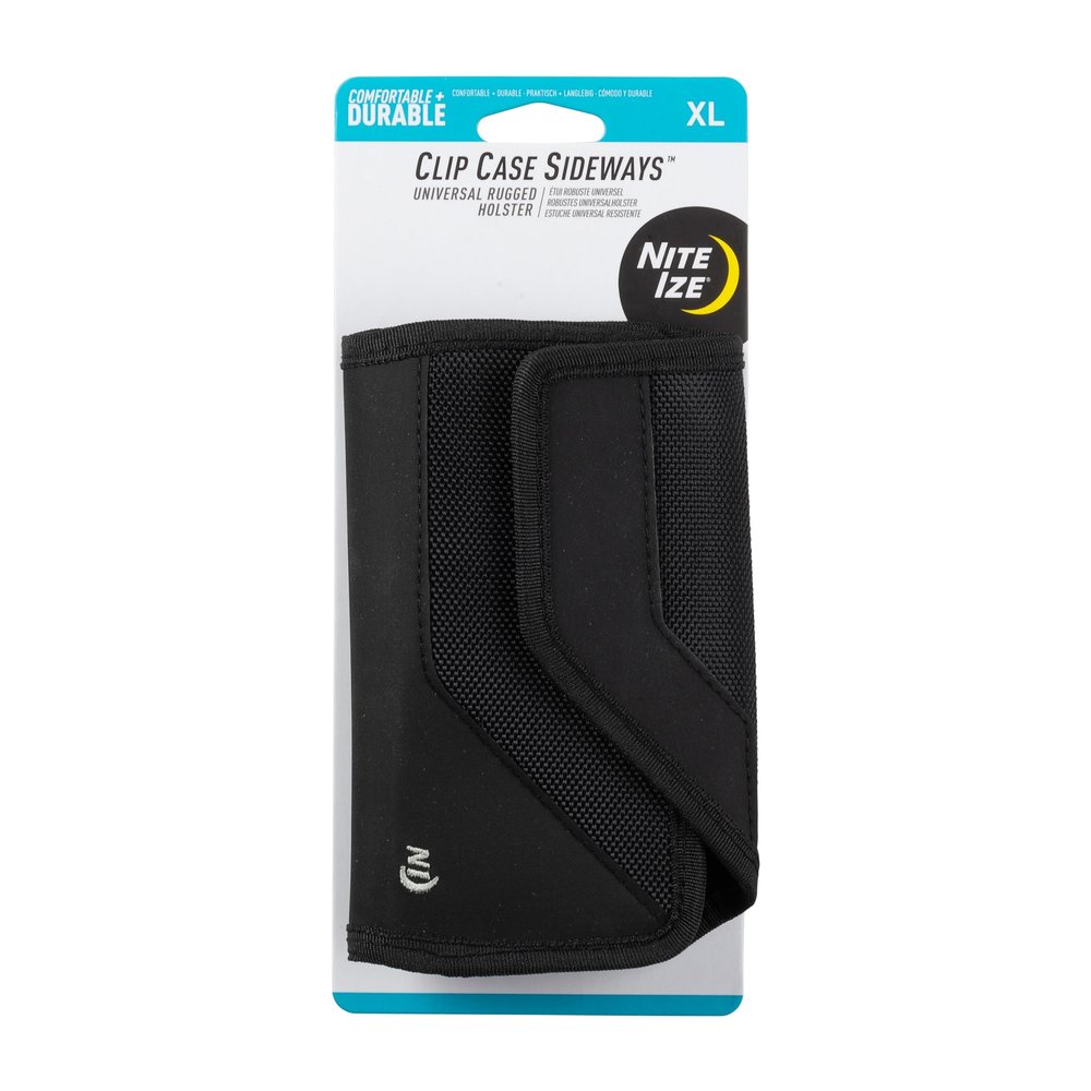 Nite Ize Clip Case Sideways Universal Rugged Holster - Protective Holster for Men's & Women's Belts - Phone Utility Belt Pouch - Phone Accessories - X-Large, Black