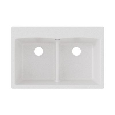 Elkay Quartz Classic ELGDLB3322WH0 Equal Double Bowl Drop-in Sink with Aqua Divide, White