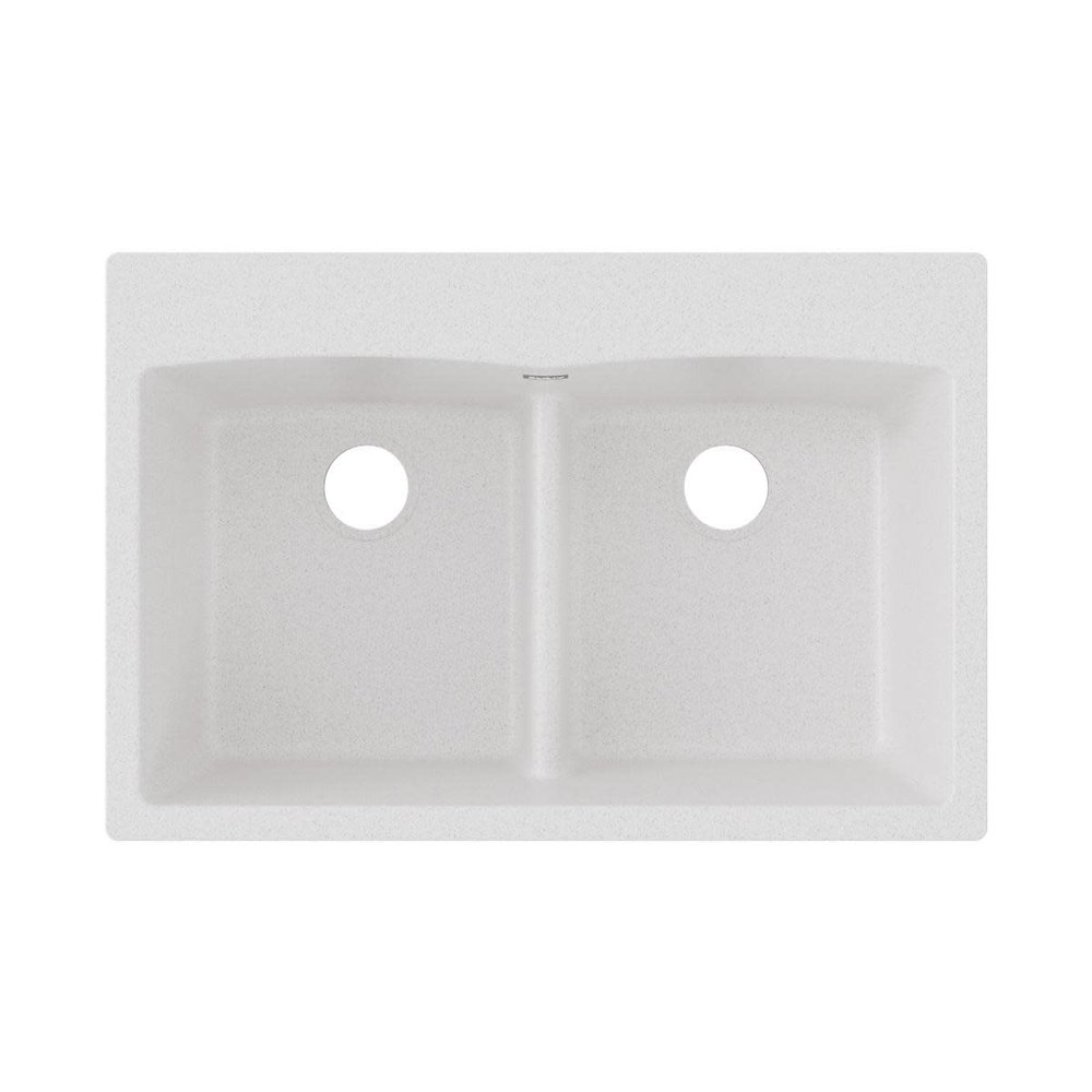 Elkay Quartz Classic ELGDLB3322WH0 Equal Double Bowl Drop-in Sink with Aqua Divide, White