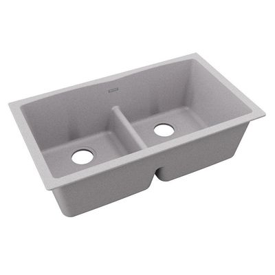 Elkay Quartz Classic ELGDULB3322GS0 Greystone Equal Double Bowl Undermount Sink