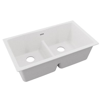 Elkay Quartz Classic ELGDULB3322WH0 White Equal Double Bowl Undermount Sink