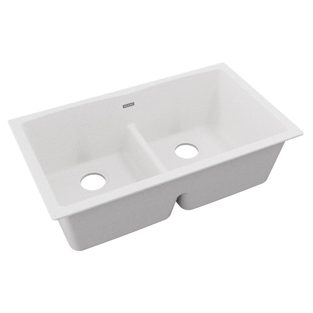 Elkay Quartz Classic ELGDULB3322WH0 White Equal Double Bowl Undermount Sink