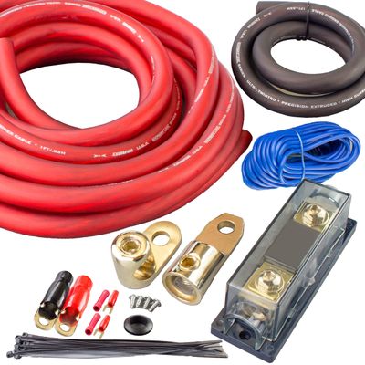 225FWY Red & Black 0 Gauge AWG 100% OFC Copper Power AMP Kit Amplifier Wiring Install 4000 Watts