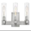 Hinkley Miley Three Light Clear Glass Bathroom Vanity Fixture, Brushed Nickel view 1