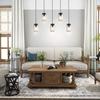 LNC Farmhouse Mason Jar Chandelier, 5-Light Adjustable Rustic Pendant Chandeliers Hanging Light Fixture for Kitchen Island and Dining Room Brown view 2