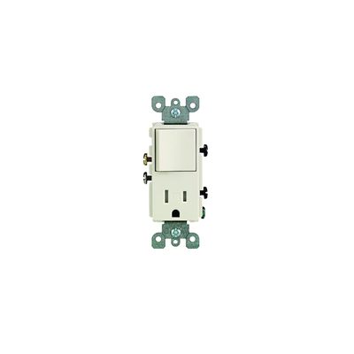 Leviton R66-T5625-0TS Light Almond Single Pole Switch & Receptacle Combination