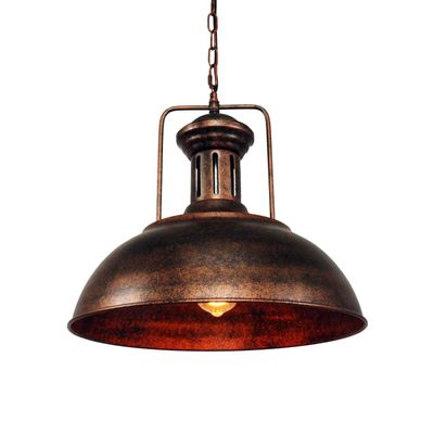 LMSOD Industrial Dome Pendant Light Fixture, Farmhouse Barn Hanging Ceiling Lighting for Kitchen Island, Dining Room, Rustic Bronze Metal