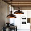LMSOD Industrial Dome Pendant Light Fixture, Farmhouse Barn Hanging Ceiling Lighting for Kitchen Island, Dining Room, Rustic Bronze Metal view 4
