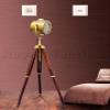 Studio Antique Designer LED Tripod Floor Lamp Nautical Wooden Tripod Vintage Home Made view 1