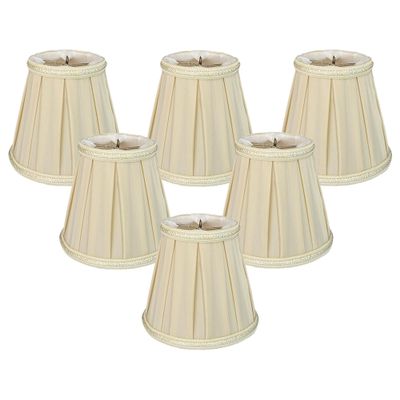 Royal Designs, Inc. CS-404EG-6 Empire English Box Pleat Chandelier Shade with Decorative Trim, 3 x 5 x 4.5, Eggshell, 6-Pack