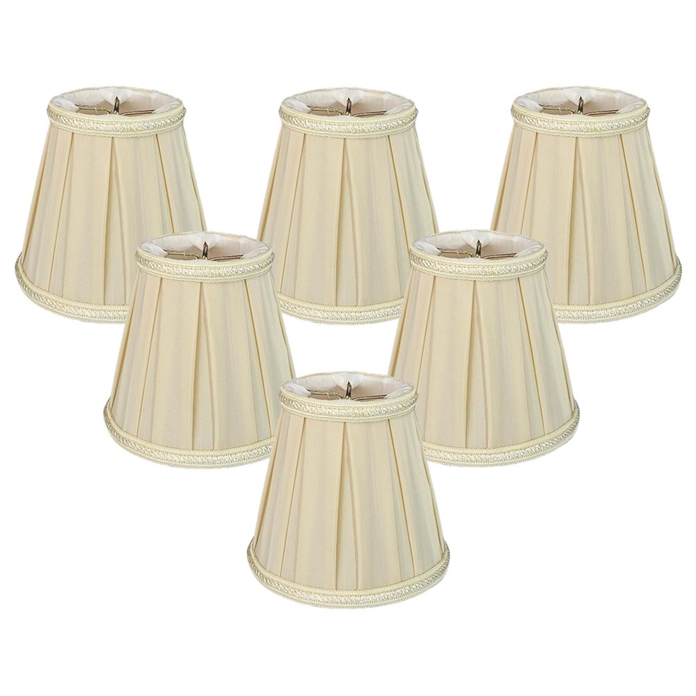 Royal Designs, Inc. CS-404EG-6 Empire English Box Pleat Chandelier Shade with Decorative Trim, 3 x 5 x 4.5, Eggshell, 6-Pack