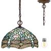 WERFACTORY Tiffany Pendant Light Fixture Stained Glass Hanging Lamp 12 Inch view 1