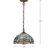 WERFACTORY Tiffany Pendant Light Fixture Stained Glass Hanging Lamp 12 Inch view 2