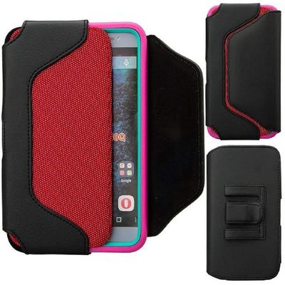 Compatible for Moto G6 Play/Moto Z3 Play/Moto E5 Plus/Moto G7 Play/Moto G7 / Moto G7 Plus Case,Holster Belt Clip Leather Pouch Cover(Fits with Outterbox or Slim Case) - Red