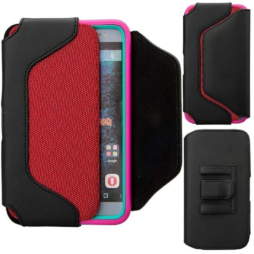 Compatible for Moto G6 Play/Moto Z3 Play/Moto E5 Plus/Moto G7 Play/Moto G7 / Moto G7 Plus Case,Holster Belt Clip Leather Pouch Cover(Fits with Outterbox or Slim Case) - Red