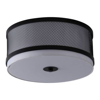Linea di Liara Mozara Black Modern Farmhouse Flush Mount Ceiling Light Fixture with Metal Mesh Shade Drum Light Fixture Kitchen Light Fixtures Ceiling Bedroom Flush Mount Light, UL Listed