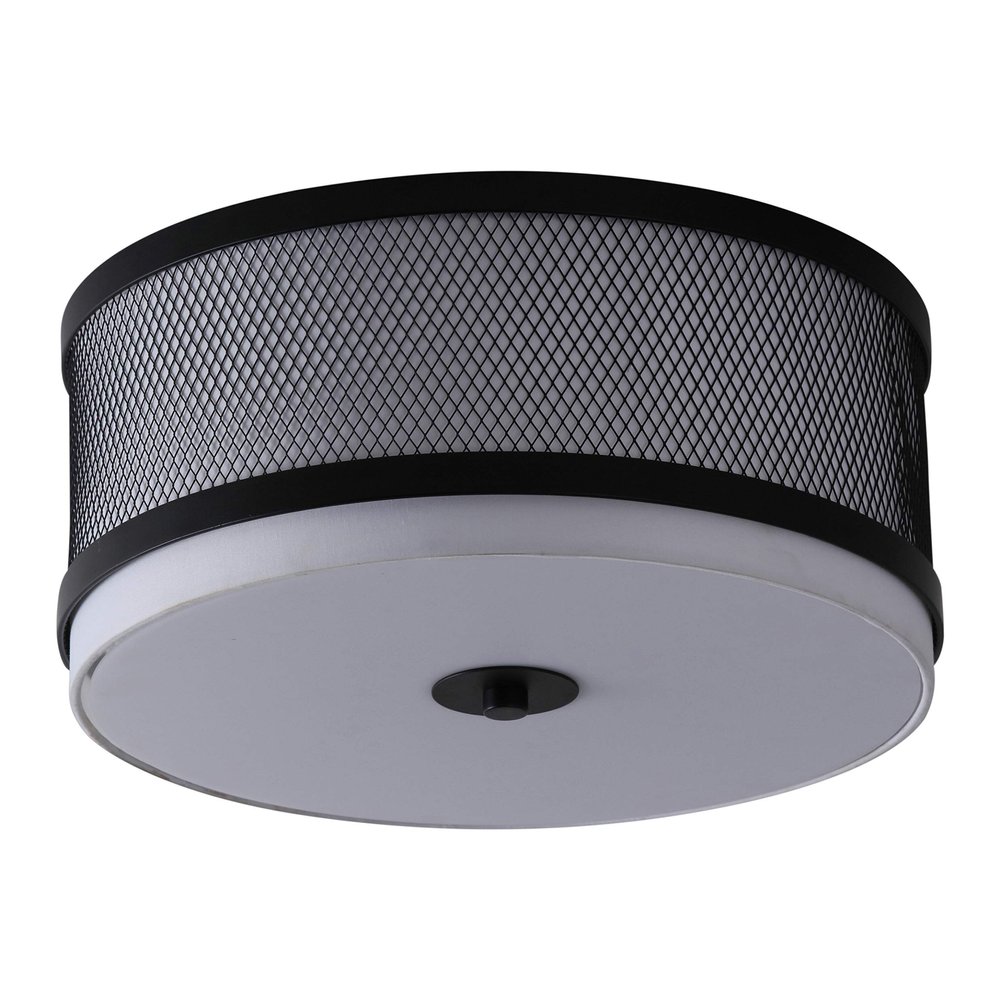 Linea di Liara Mozara Black Modern Farmhouse Flush Mount Ceiling Light Fixture with Metal Mesh Shade Drum Light Fixture Kitchen Light Fixtures Ceiling Bedroom Flush Mount Light, UL Listed