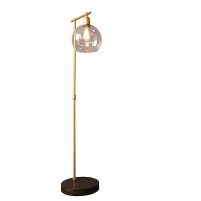 Creative Co-Op Metal Floor Lamp with Glass Globe Shade, Antique Brass and Wood