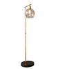 Creative Co-Op Metal Floor Lamp with Glass Globe Shade, Antique Brass and Wood view 1