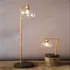 Creative Co-Op Metal Floor Lamp with Glass Globe Shade, Antique Brass and Wood view 2
