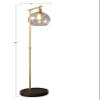 Creative Co-Op Metal Floor Lamp with Glass Globe Shade, Antique Brass and Wood view 3