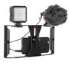 FocusFoto Smartphone Video Rig Camera Cage Mount Holder Stabilizer Handle Grip with BOYA BY-MM1 Shotgun Microphone Mic + 49 LED Light Kit for Mobile Phone iPhone Filmmaking Professional Videomaker view 2