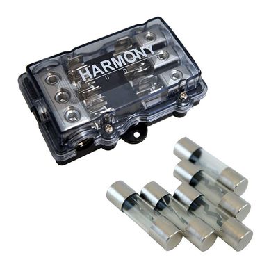 Car Audio 3-Way AGU Fused Distribution Block 80 Amp Fuses Harmony Audio